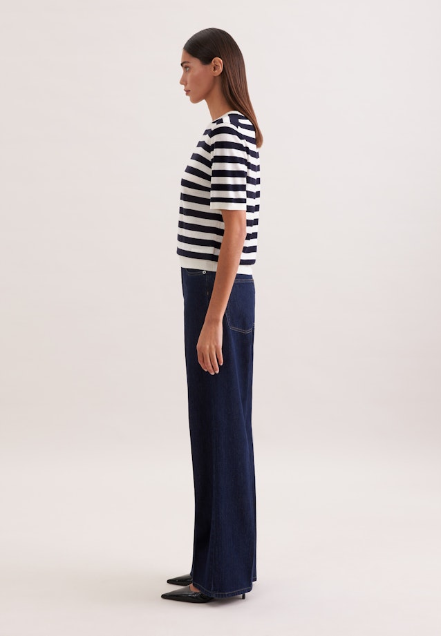 Leichtes Strickshirt aus Wolle und Seide, Ringel Blau in Dunkelblau |  Seidensticker Onlineshop