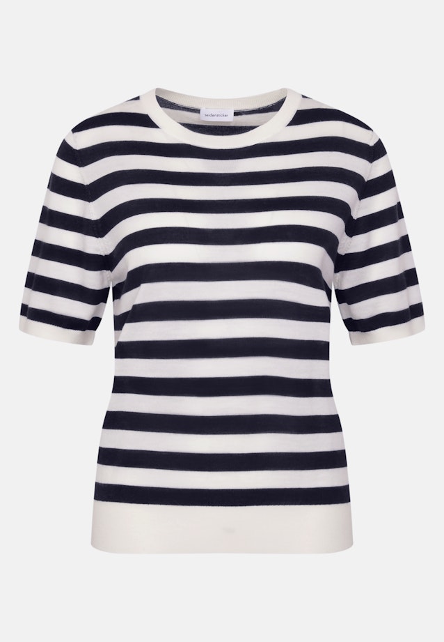 Leichtes Strickshirt aus Wolle und Seide, Ringel Blau in Dunkelblau |  Seidensticker Onlineshop