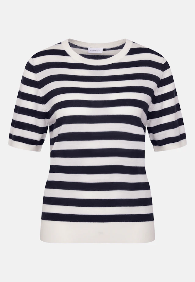 Leichtes Strickshirt aus Wolle und Seide, Ringel Blau in Dunkelblau |  Seidensticker Onlineshop