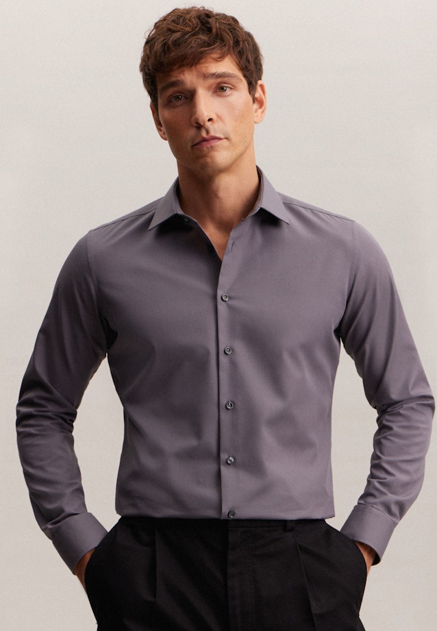 Non-iron Poplin Business Shirt in Slim with Kent-Collar in Grau |  Seidensticker Onlineshop