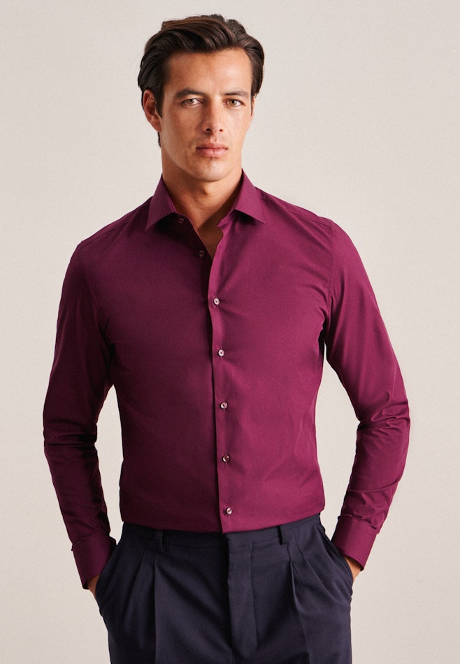 Non-iron Poplin Business Shirt in Slim with Kent-Collar in Red | Seidensticker online shop