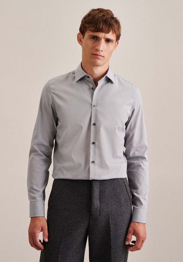 Non-iron Poplin Business Shirt in Slim with Kent-Collar in Grau |  Seidensticker Onlineshop