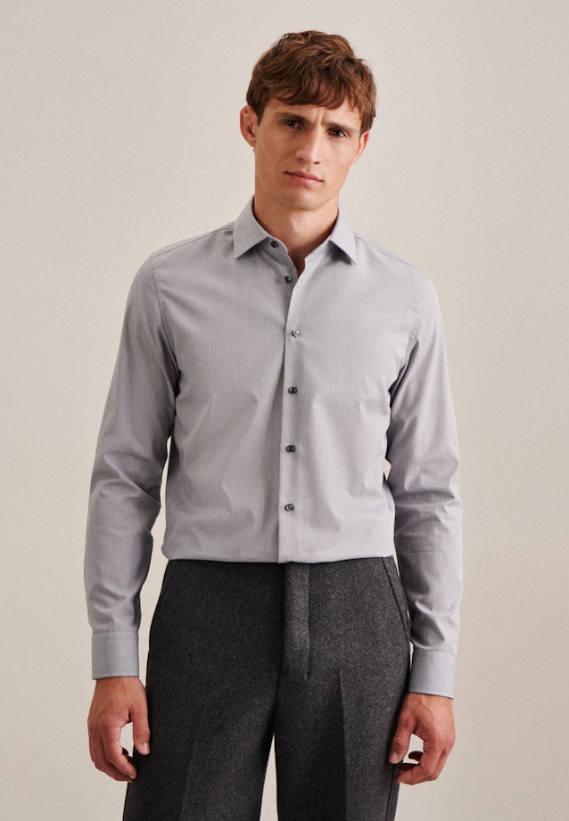 Chemise Business Slim Popeline Col Kent in Grau |  Seidensticker Onlineshop