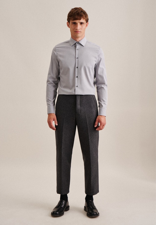 Non-iron Poplin Business Shirt in Slim with Kent-Collar in Grau |  Seidensticker Onlineshop