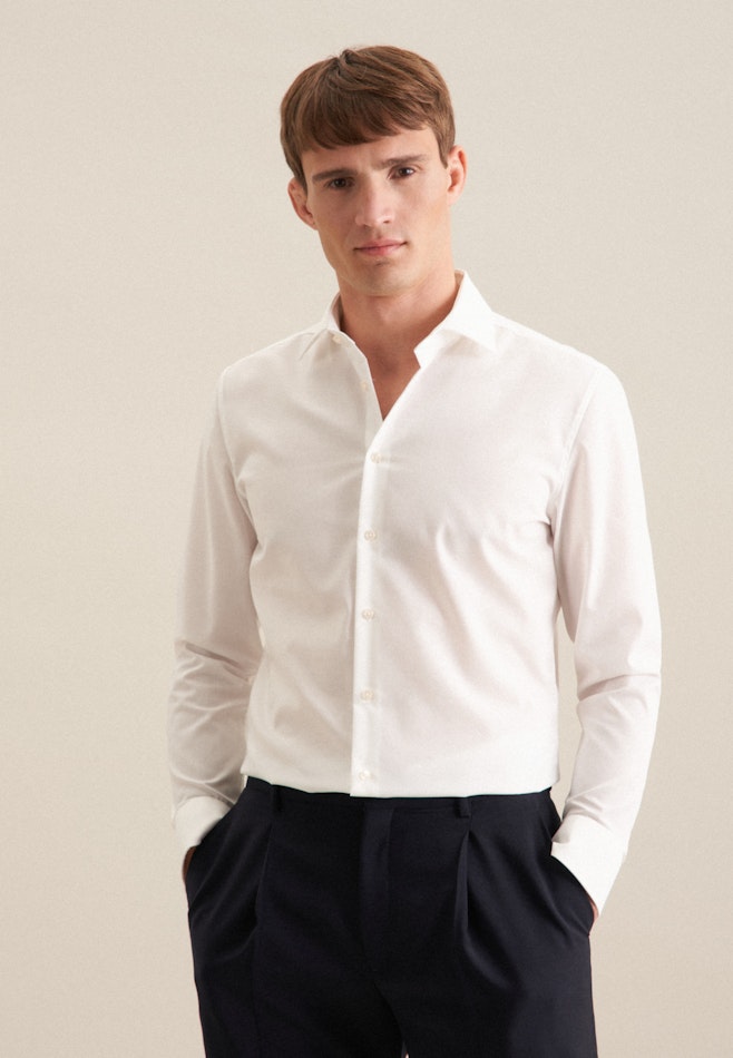 Non-iron Poplin Business Shirt in Slim with Kent-Collar in Ecru | Seidensticker online shop