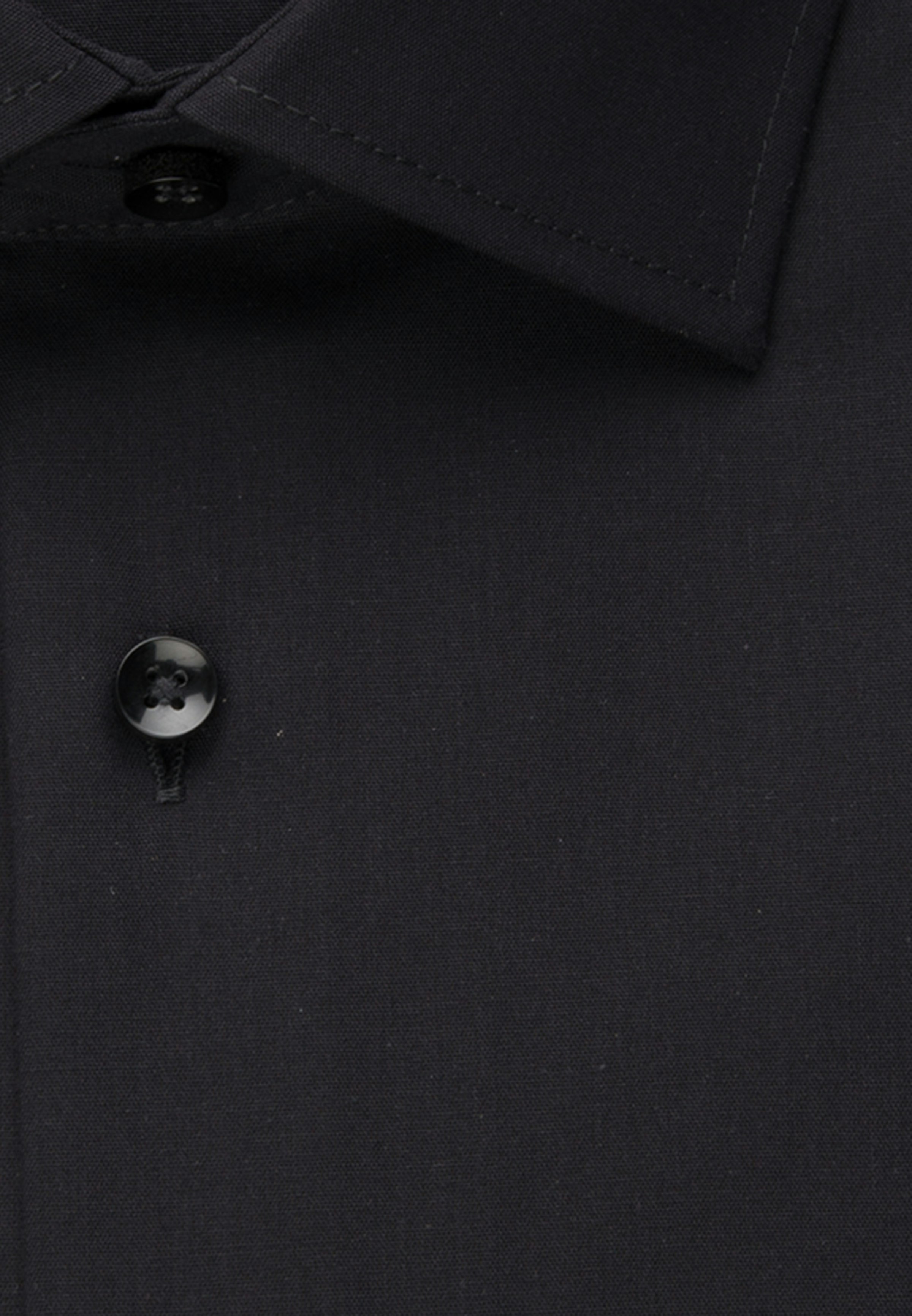 Herren Slim Business Hemd Uni schwarz Seidensticker