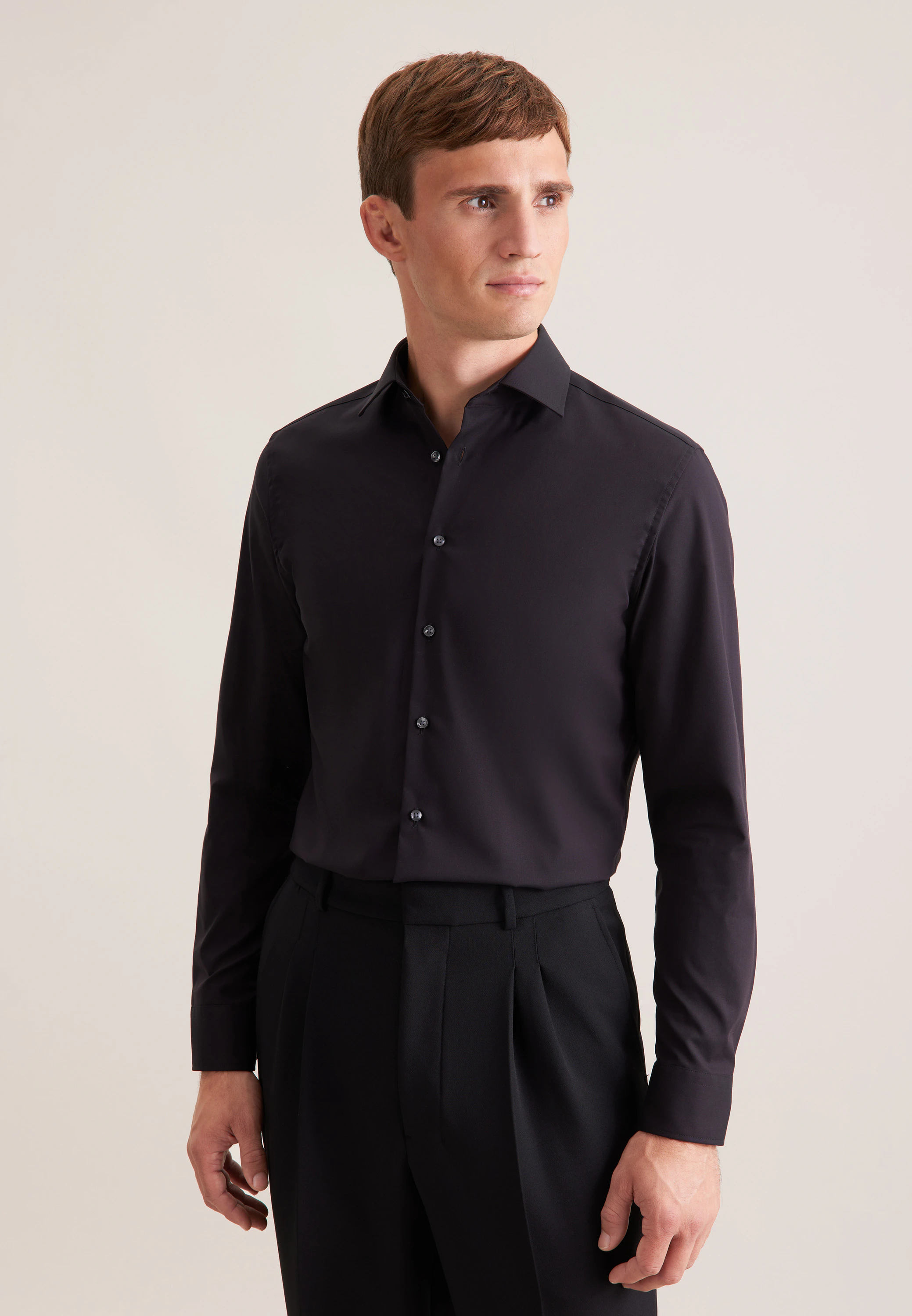 Slim Business Hemd Uni Schwarz 39