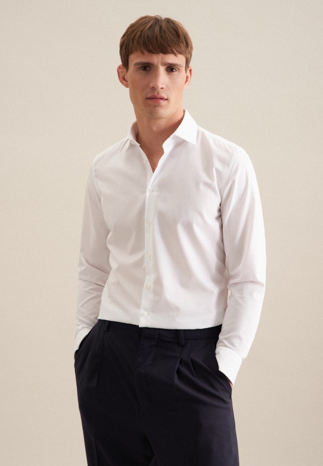 Non-iron Poplin Business Shirt in Slim with Kent-Collar in White | Seidensticker online shop