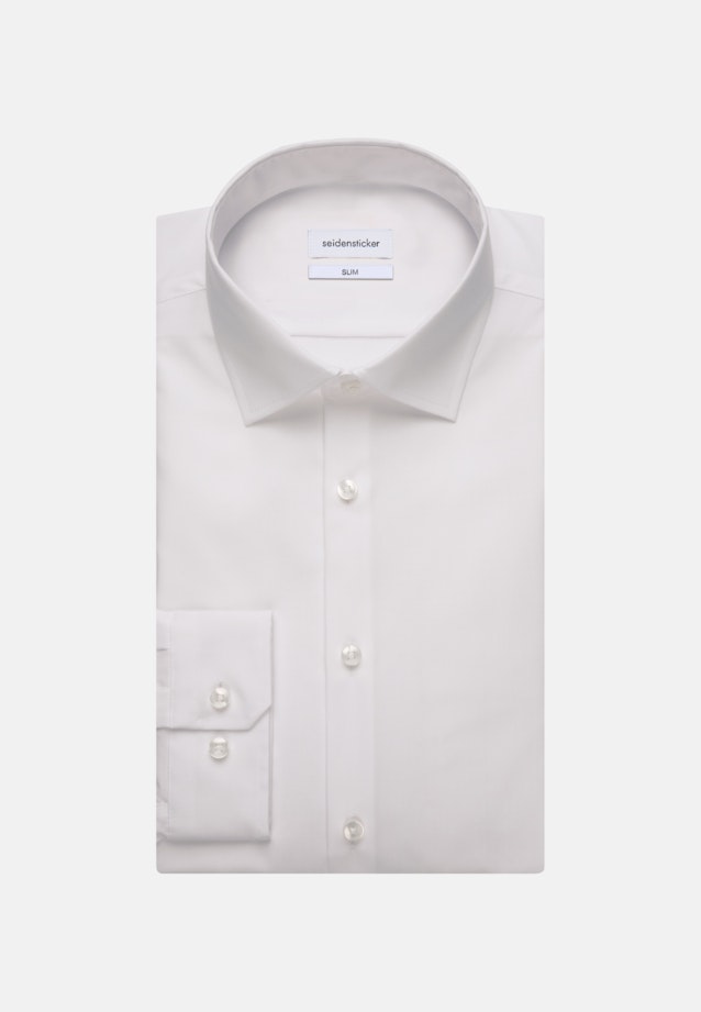 Chemise Business Slim Popeline Col Kent in Blanc |  Seidensticker Onlineshop