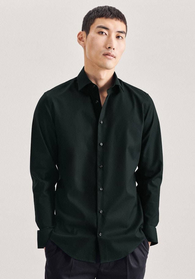 Non-iron Poplin Business Shirt in Slim with Kent-Collar in Green | Seidensticker Onlineshop