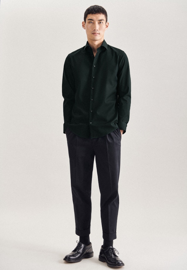 Non-iron Poplin Business Shirt in Slim with Kent-Collar in Green |  Seidensticker Onlineshop