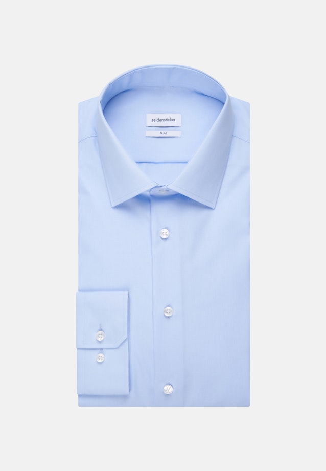 Non-iron Poplin Business Shirt in Slim with Kent-Collar in Medium Blue |  Seidensticker Onlineshop