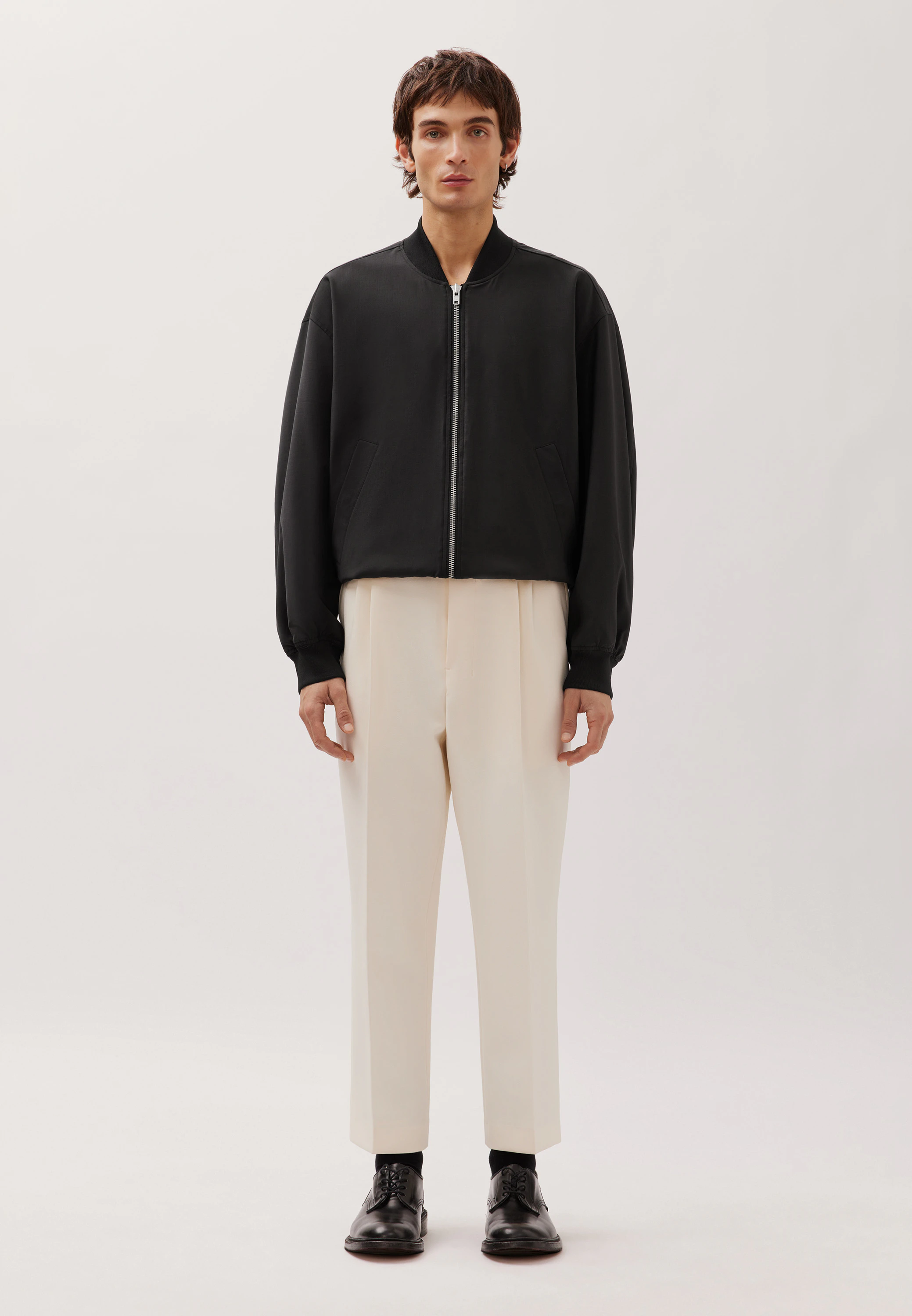 Oversized Bomber Jacke mit Wolle Schwarz L