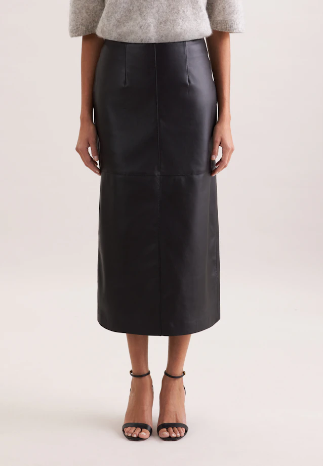 Rock aus 100% Leder mit Teilungsnähten in Schwarz |  Seidensticker Onlineshop