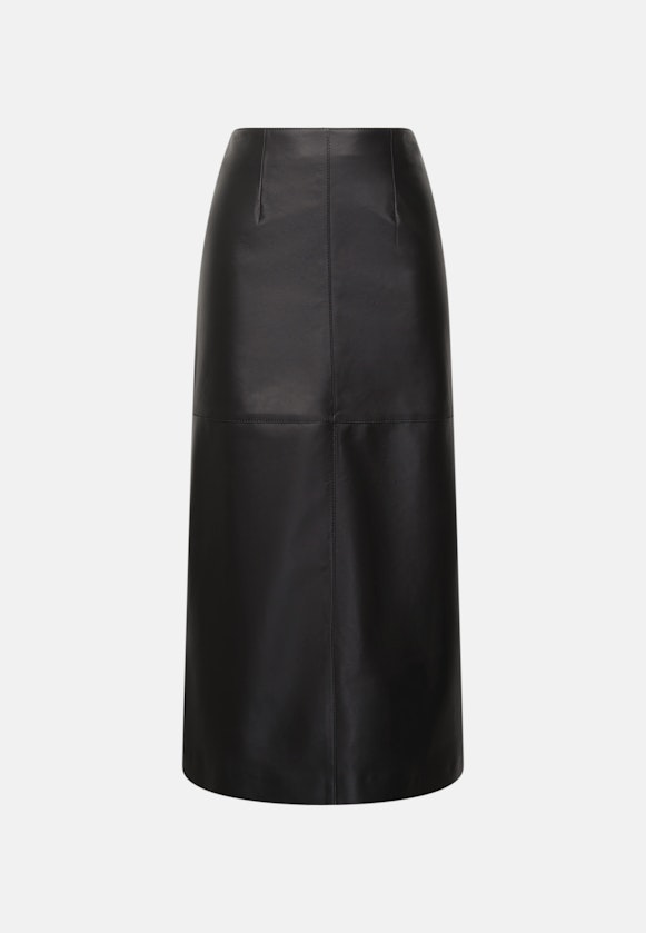 Rock aus 100% Leder mit Teilungsnähten in Schwarz |  Seidensticker Onlineshop