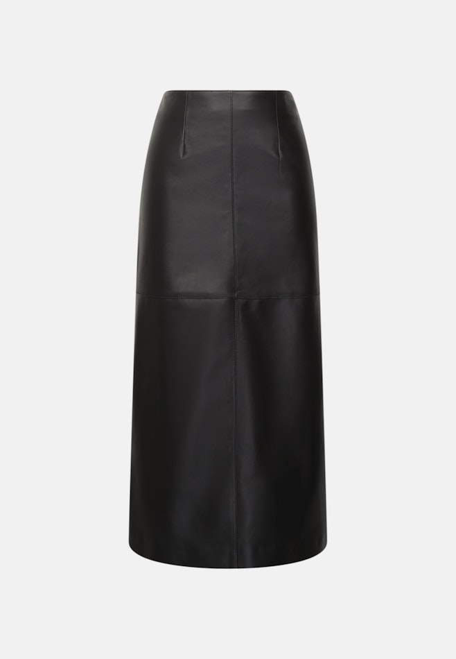 Rock aus 100% Leder mit Teilungsnähten in Schwarz | Seidensticker Onlineshop