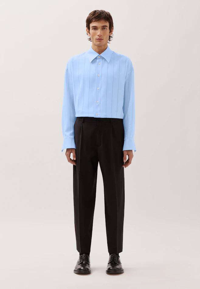 Relaxed Hemd mit überschnittener Schulter in fließender Viskose in Hellblau | Seidensticker Onlineshop