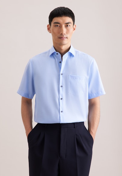 Regular Chemise d'affaires Uni in Bleu Moyen | Seidensticker Onlineshop