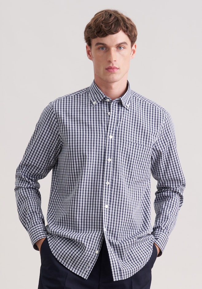Regular Chemise décontractée carreaux dans Bleu Foncé | Boutique en ligne Seidensticker