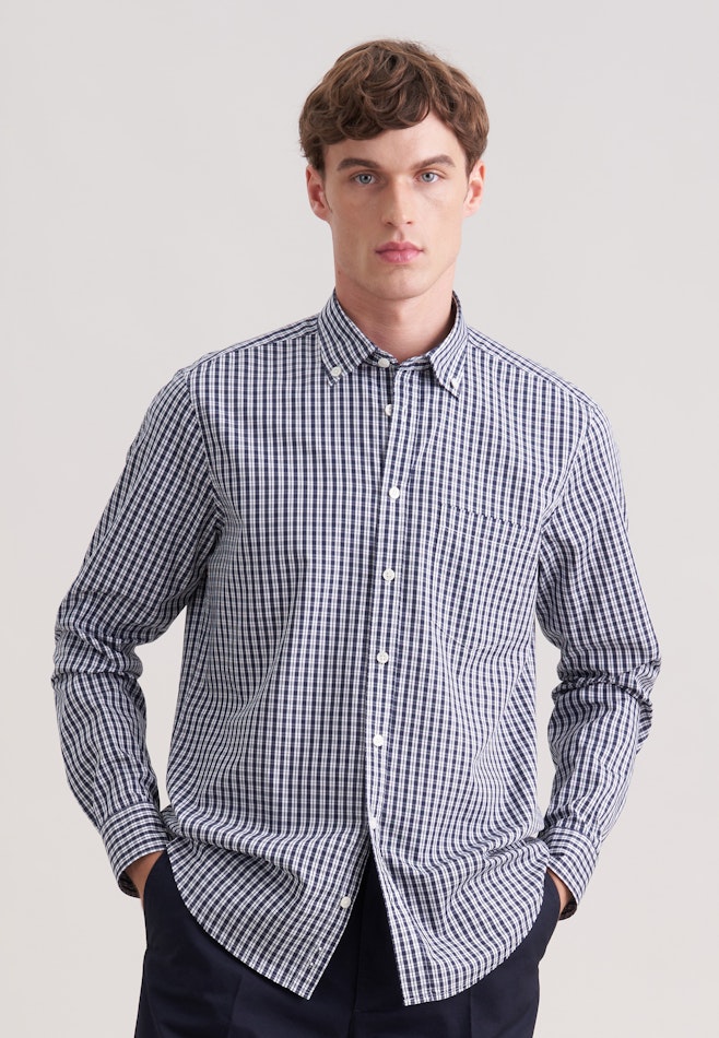 Regular Chemise décontractée carreaux dans Bleu Foncé | Boutique en ligne Seidensticker