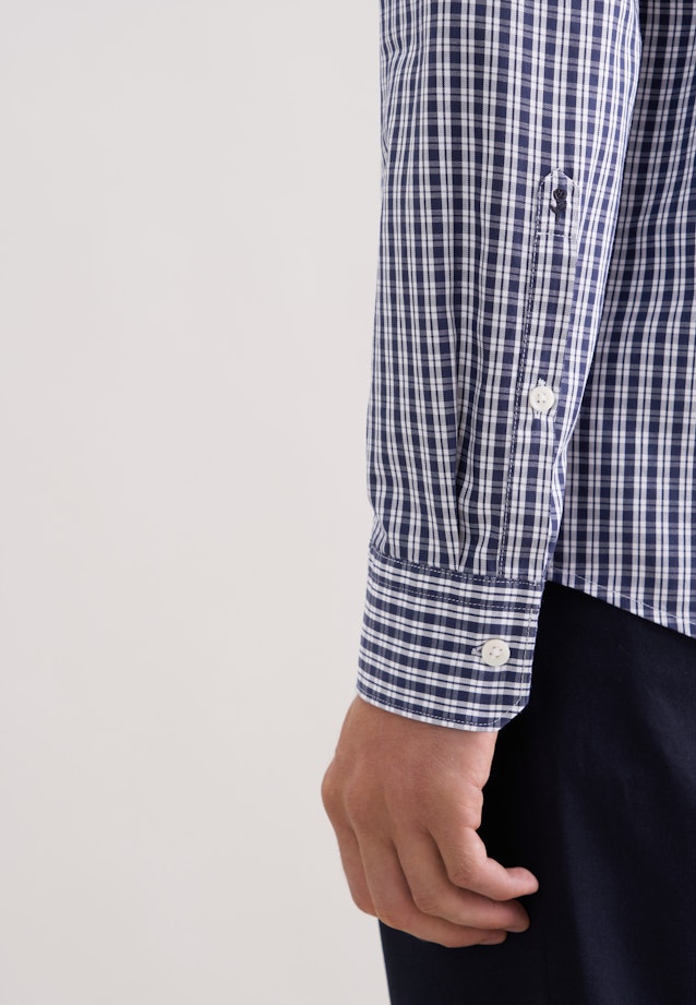 Regular Chemise décontractée carreaux in Bleu Foncé |  Seidensticker Onlineshop