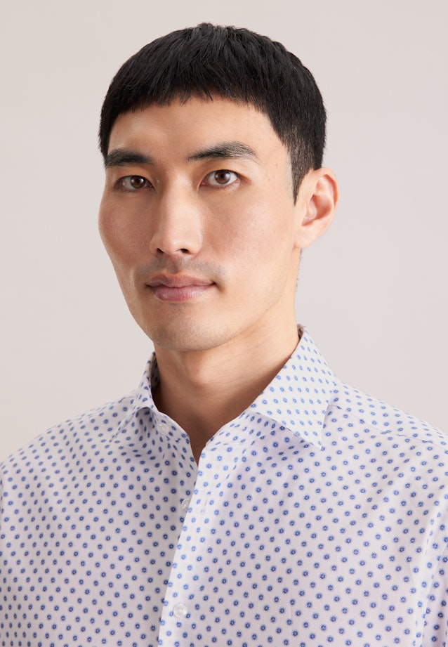 Regular Business Hemd Druck in Mittelblau |  Seidensticker Onlineshop