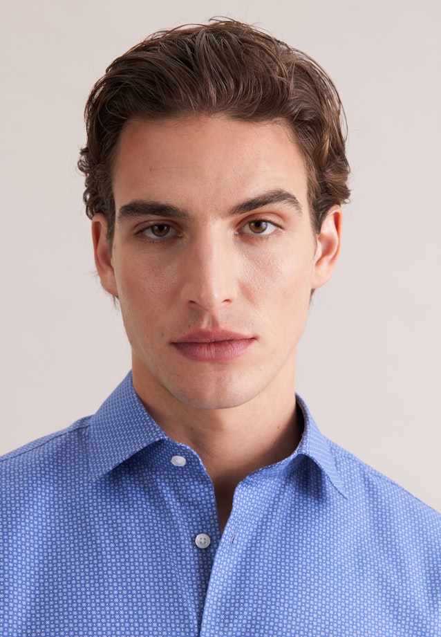 Regular Business Hemd Druck in Mittelblau |  Seidensticker Onlineshop