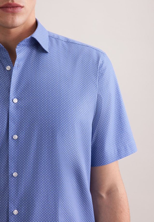 Regular Business Hemd Druck in Mittelblau |  Seidensticker Onlineshop