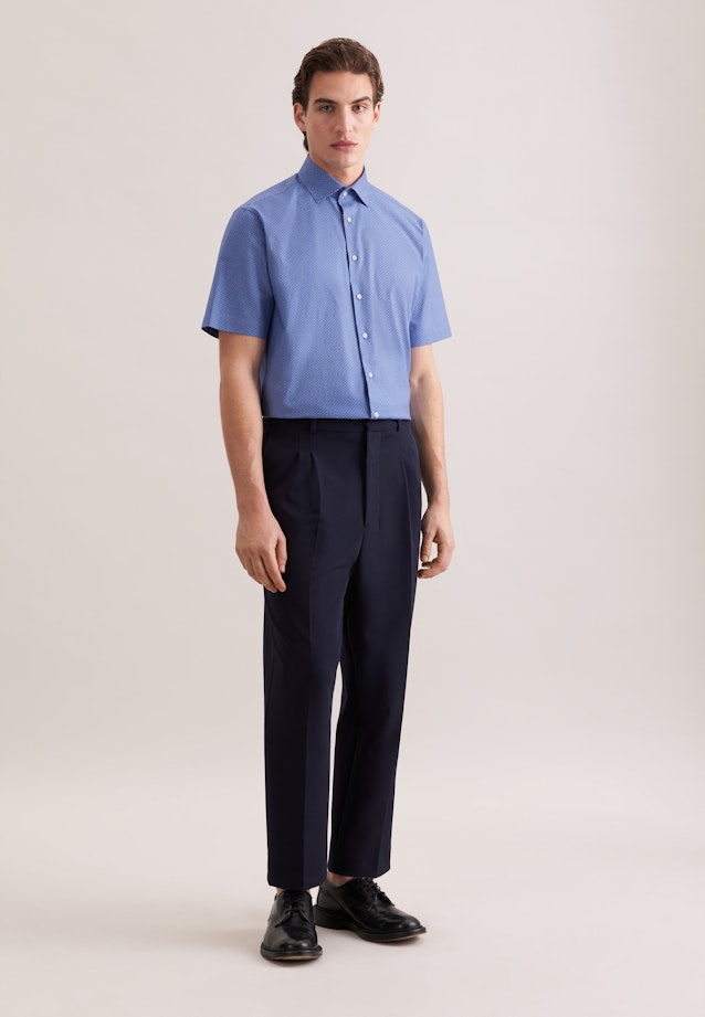 Regular Business Hemd Druck in Mittelblau |  Seidensticker Onlineshop