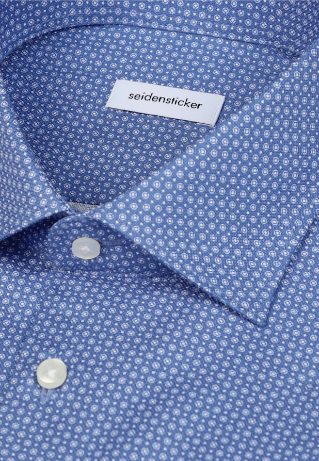 Regular Business Hemd Druck in Mittelblau | Seidensticker Onlineshop