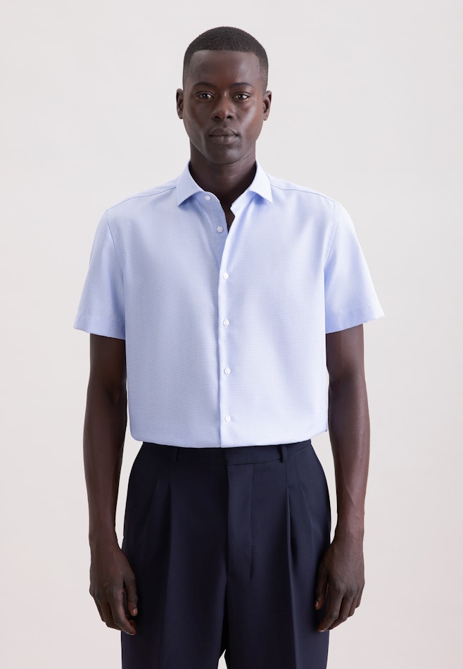 Slim Business Hemd Struktur in Mittelblau | Seidensticker Onlineshop