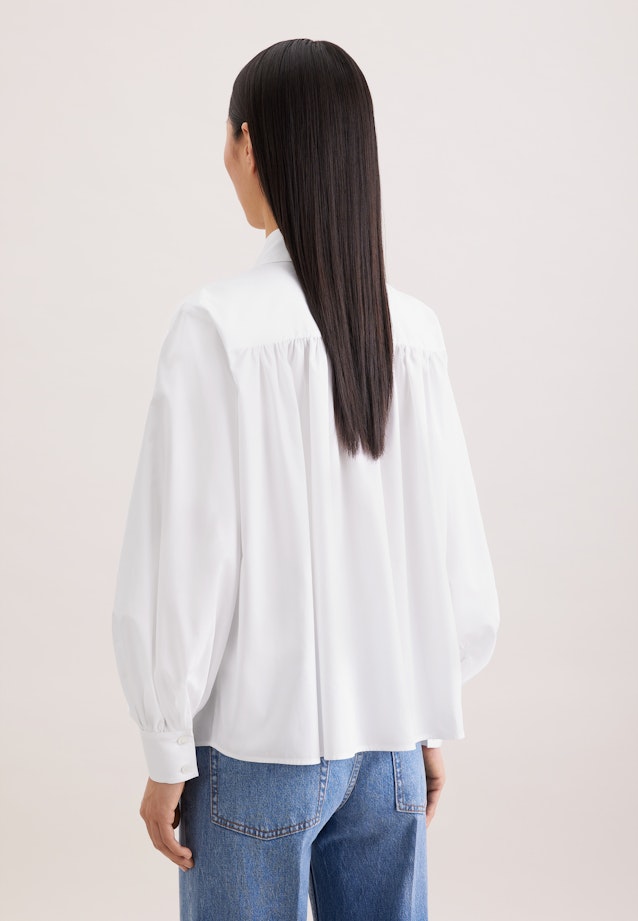 Hemdbluse mit Volumenärmel aus Baumwolltwill in Weiß |  Seidensticker Onlineshop