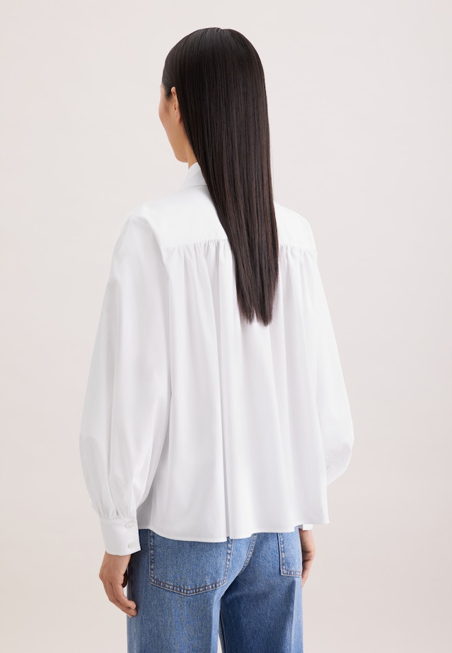 Hemdbluse mit Volumenärmel aus Baumwolltwill in Weiß | Seidensticker Onlineshop