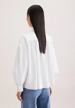 Shirt blouse with volume sleeves in cotton twill in Weiß |  Seidensticker Onlineshop
