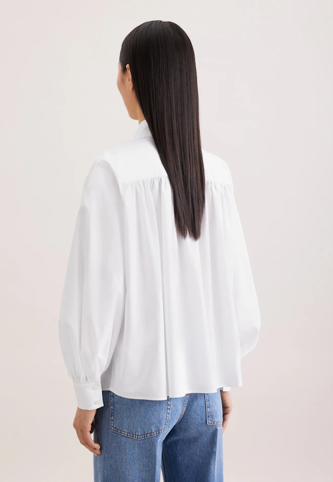 Hemdbluse mit Volumenärmel aus Baumwolltwill in Weiß | Seidensticker Onlineshop