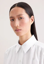 Hemdbluse mit Volumenärmel aus Baumwolltwill in Weiß |  Seidensticker Onlineshop