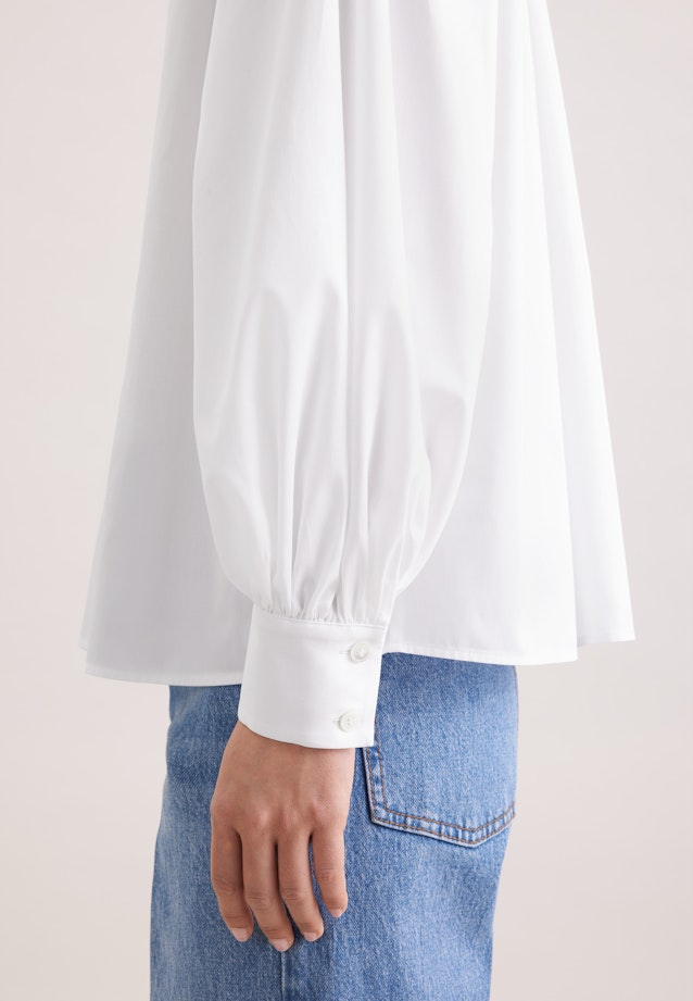 Hemdbluse mit Volumenärmel aus Baumwolltwill in Weiß |  Seidensticker Onlineshop
