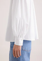 Shirt blouse with volume sleeves in cotton twill in Weiß |  Seidensticker Onlineshop