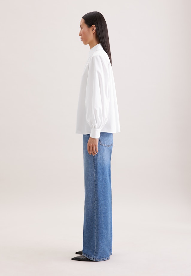 Hemdbluse mit Volumenärmel aus Baumwolltwill in Weiß |  Seidensticker Onlineshop