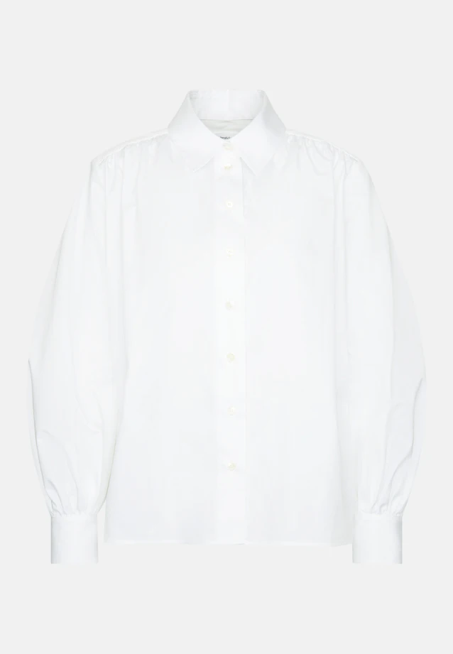 Hemdbluse mit Volumenärmel aus Baumwolltwill in Weiß |  Seidensticker Onlineshop
