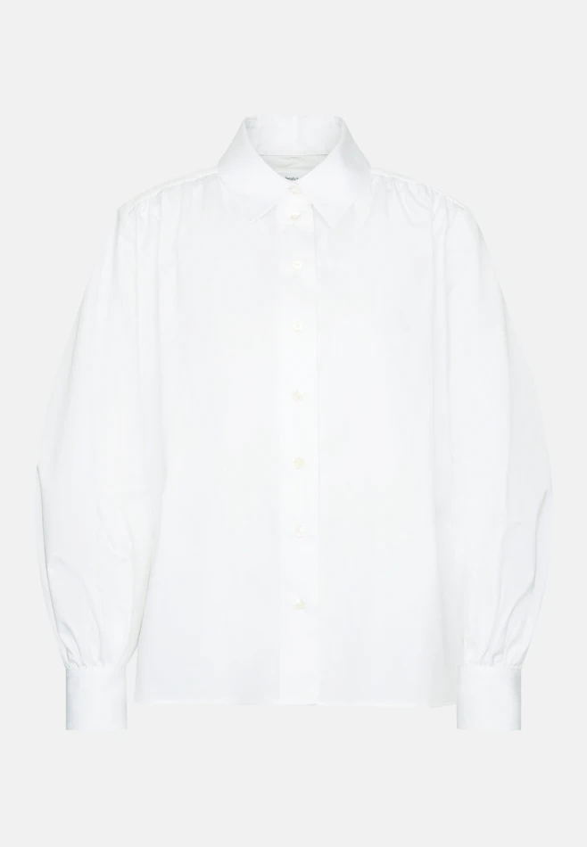 Hemdbluse mit Volumenärmel aus Baumwolltwill in Weiß | Seidensticker Onlineshop