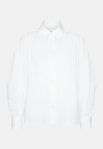 Shirt blouse with volume sleeves in cotton twill in Weiß |  Seidensticker Onlineshop