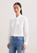 Bow blouse made of cotton twill in Weiß |  Seidensticker Onlineshop