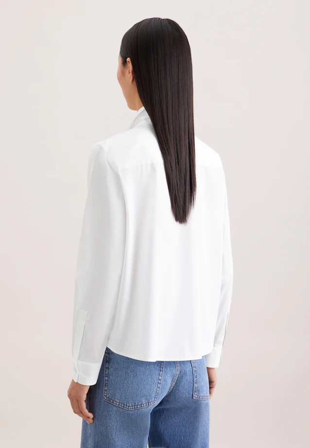Bow blouse made of cotton twill in Weiß |  Seidensticker Onlineshop