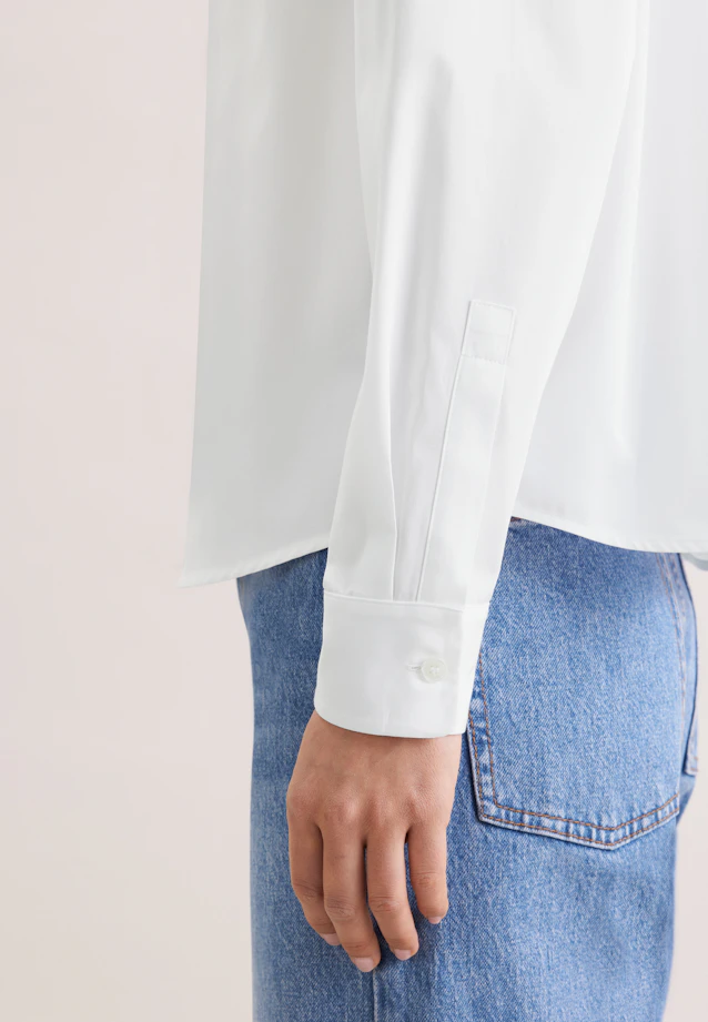 Bow blouse made of cotton twill in Weiß |  Seidensticker Onlineshop