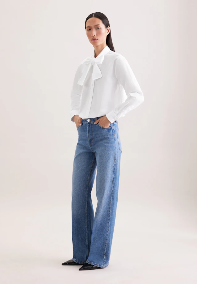 Bow blouse made of cotton twill in Weiß |  Seidensticker Onlineshop