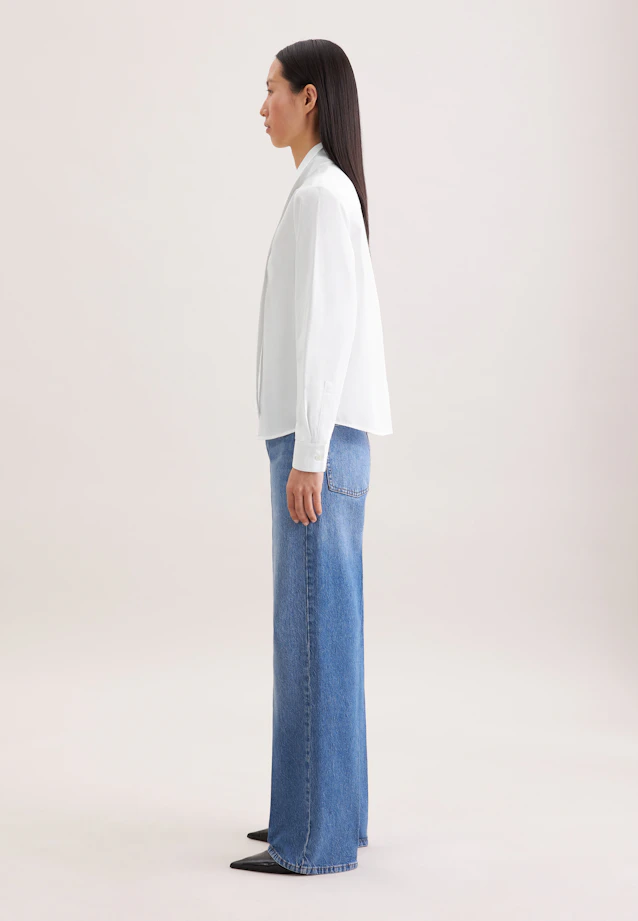 Bow blouse made of cotton twill in Weiß |  Seidensticker Onlineshop