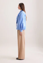 Schalkragenbluse mit Volumenärmel aus Viskose Mix in Mittelblau |  Seidensticker Onlineshop