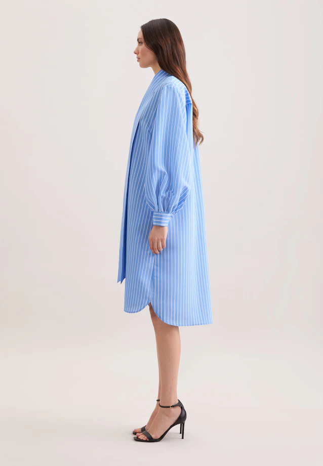 Shawl collar dress with volume sleeves made of viscose mix in Mittelblau |  Seidensticker Onlineshop