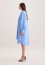 Shawl collar dress with volume sleeves made of viscose mix in Mittelblau |  Seidensticker Onlineshop